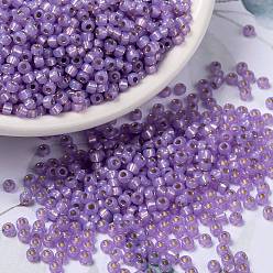 (RR574) Dyed Lilac Silverlined Alabaster MIYUKI Round Rocailles Beads, Japanese Seed Beads, 8/0, (RR574) Dyed Lilac Silverlined Alabaster, 3mm, Hole: 1mm, about 19000~20500pcs/pound