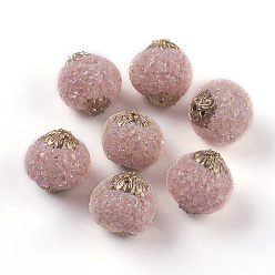 Лавандовый румянец Индонезийские бусины ручной работы, с металлическая фурнитурой, круглые, золотые, лавандовый румянец, 19.5x18.5~19 мм, отверстие : 1.5 мм