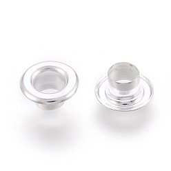 Silver Brass Grommet Eyelet Findings, for Bag Making, Flat Round, Silver, 7x4mm, Hole: 4mm