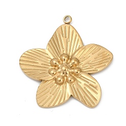 Золотой 304 подвески из нержавеющей стали, ионное покрытие (ip), цветочный шарм, золотые, 31.5x30x3 мм, отверстие : 1.8 мм