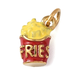 Золотой 304 подвески из нержавеющей стали, прелести картофеля фри, с эмалью, с целью перехода в кольце, золотые, 12x10x6.5 мм, отверстие : 3 мм