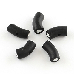 Black Tube Handmade Polymer Clay Beads, Black, 6~7x13~14x5~6mm, Hole: 1mm