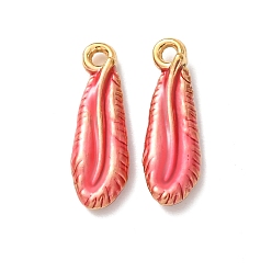 Красный 304 нержавеющей стальной эмали подвески, подвески в форме ракушек, ионное покрытие (ip), реальный 18 k позолоченный, красные, 15.5x5x2.5 мм, отверстие : 1.2 мм