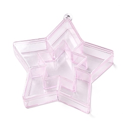 Pink Plastic Bead Containers, Candy Treat Gift Box, for Wedding Party Packing Box, Star, Pink, 11.2x10.55x2.3cm, Hole: 3.5mm