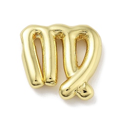Дева Латунные бусины, без кадмия, без никеля и без свинца, двенадцать созвездий, реальный 18 k позолоченный, Дева, 18.5x18.5x4 мм, отверстие : 4x2 мм