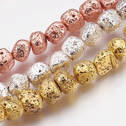 (52) Непрозрачная лаванда Гальваника из натуральных бусин из лавы, долговечный, самородки, неровный, разноцветные, 8~12.5x9.5~11x7~8 мм, отверстие : 1.2 мм, около 40 шт / нитка, 14.96 дюйм (38 см)