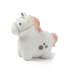 Лошадь Подвески из непрозрачной смолы, с платиновыми тоновыми железными петлями, лошадь, 31x14x30.5 мм, отверстие : 1.8 мм