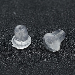 Clear Eco-Friendly Plastic Ear Nuts, Clear, 5.5x4mm, Hole: 0.5mm, about 9000pcs/bag