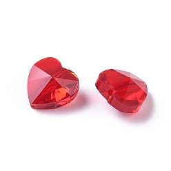 Red Transparent Glass Beads, Faceted, Heart, Red, 10x10x7mm, Hole: 1~1.2mm