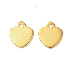 Настоящее золото 18K 304 прелести нержавеющей стали, штамповка пустой метки, сердце, золотые, 9.5x9.5x1 мм, отверстие : 1.4 мм