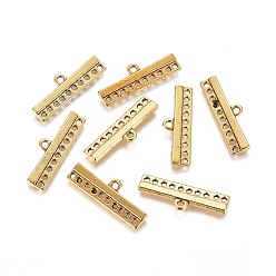 Античное Золото Коннекторы тибетского стиля, компоненты для люстры, прямоугольник / бар, без кадмия, без никеля и без свинца, античное золото , 9x28x2.5 мм