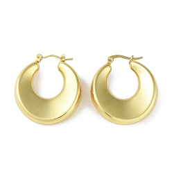 Настоящее золото 18K Ионное покрытие (ip) 304 серьги-кольца из нержавеющей стали для женщин, тороидальный, реальный 18 k позолоченный, 33x8 мм