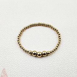 Настоящее золото 18K 304 браслеты из круглой бусинки из нержавеющей стали для женщин и мужчин, ионное покрытие (ip), реальный 18 k позолоченный