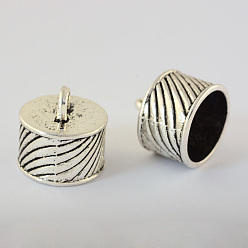 Античное Серебро Концевики для шнура, сплав, тибетский стиль, Торцевые крышки, без кадмия и без свинца, античное серебро, 16x16 мм, отверстие : 4 мм, Около 250 шт / 1000 г, внутренний диаметр: 14 мм