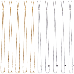 Золотой & Цвет Нержавеющей Стали 10 шт. 2 цвета регулируются 304 изготовление ожерелья из цепочек из нержавеющей стали, с бусинами-слайдерами и застежками-карабинами, золотые и нержавеющая сталь цвет, 20.47 дюйм (52 см), внутренний диаметр: 0.12 дюйм (0.3 см), 5 шт / цвет