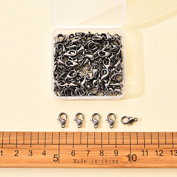 Черный Цвет Металла Карабин-лобстер из цинкового сплава, без кадмия, без никеля и без свинца, металлический черный , 12x6 мм, отверстие : 1.2 мм, 100 шт / коробка
