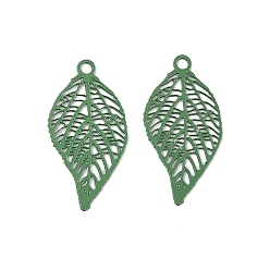 Зеленый Аэрозольная краска 430 подвески из нержавеющей стали, лист, зелёные, 19x9.5x0.3 мм, отверстие : 1.2 мм