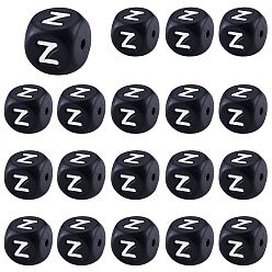 Letter Z 20Pcs Black Cube Letter Silicone Beads 12x12x12mm Square Dice Alphabet Beads with 2mm Hole Spacer Loose Letter Beads for Bracelet Necklace Jewelry Making, Letter.Z, 12mm, Hole: 2mm