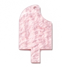 Pink Acrylic Big Pendants, Imitation Gemstone Style, for DIY Making Keychain, Ice Cream, Pink, 59.5x33x2mm, Hole: 3mm