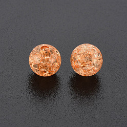 Sandy Brown Transparent Crackle Acrylic Beads, Round, Sandy Brown, 8x7mm, Hole: 1.8~2mm, about 1745pcs/500g