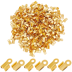 Oro 500 Uds extremos de engarzado plegables de hierro, doblar los extremos del cable de crimpado, dorado, 9x3.5x4 mm, agujero: 2 mm