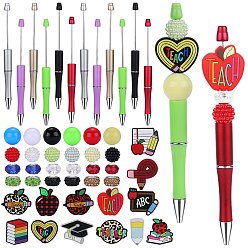 Mixed Color Teacher's Day Theme DIY Silicone Beadable Pen Making Kit, Mixed Color, 148x12mm