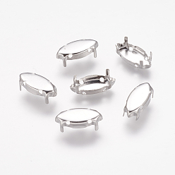 Платина Латунь пришить настройки зубца, настройки когтей для остроконечных страз, лошадиный глаз , платина, 15x7x0.25 мм, соответствовать ФОТ 7x15мм лошадь глаз горный хрусталь кабошон