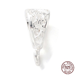 Серебро 925 поручни из стерлингового серебра, петля под залог, полый треугольник, серебряные, 15x6.5x8.5 мм, отверстия : 2.6 mm и 8x6 мм