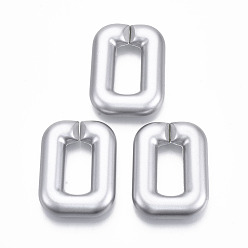 Silver Spray Painted CCB Plastic Linking Rings, Quick Link Connectors, For Jewelry Cross Chains Making, Rectangle, Silver, 42x32x9mm, Inner Diameter: 11x23mm