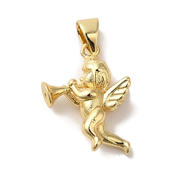 Настоящее золото 18K Стойки обшивки латунные подвески, без кадмия и без свинца, долговечный, ангел, реальный 18 k позолоченный, 19x14x5.5 мм, отверстие : 5x3.5 мм