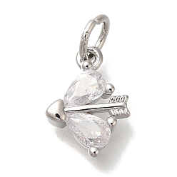 Платина Стойка металлическая латунная микропрофилированная кубическая циркония подвески, без кадмия и без свинца, долговечный, сердце со стрелой, платина, 11.5x9.5x2.5 мм, отверстие : 3 мм