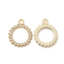 Золотой Подвески из сплава и страза, кольцо прелести, золотые, 20.5x17.5x2 мм, отверстие : 2 мм