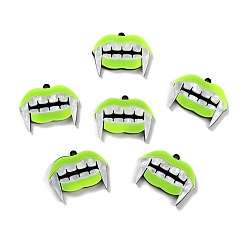 Зелено-Желтый Флуоресцентные акриловые подвески в западном стиле, форма клыков, зеленый желтый, 30x37x4 мм, отверстие : 2 мм