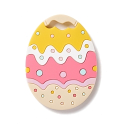 Pale Goldenrod Easter Silicone Pendants, Egg, Pale Goldenrod, 91x68x9.5mm, Hole: 6x27mm