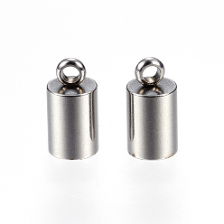 Нержавеющая Сталь Цвет Устойчивы к потускнению 304 наконечники шнура из нержавеющей стали, Торцевые крышки, цвет нержавеющей стали, 10x5 мм, отверстие : 1.5 мм, внутренний диаметр: 4.2 мм