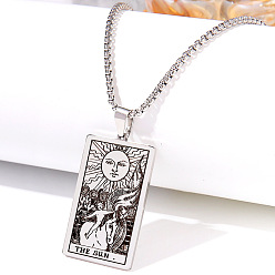 Нержавеющая Сталь Цвет Ретро хип-хоп 304 ожерелья с подвесками таро из нержавеющей стали для мужчин, цвет нержавеющей стали, 24.02 дюйм (61 см)