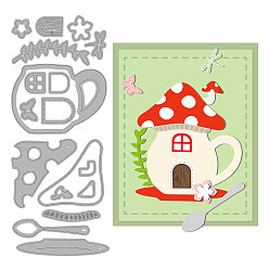 Посуда Углеродистая сталь разрезает трафареты, для diy scrapbooking, Фотоальбом, декоративная бумага для тиснения, цвет нержавеющей стали, грибовидный, шаблон чашки, 150x94x0.8 мм