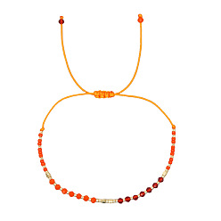 Оранжевый Летние плетеные браслеты из стеклянных бусин для женщин, оранжевые, внутренний диаметр: 11 дюйм (28 см)