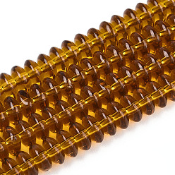 Темно-Золотистый Прозрачные стеклянные бусины, рондель, темные золотарник, 6x3 мм, отверстие : 1 мм, около 118~121 шт / нитка, 14.96~15.31'' (38~38.9 см)