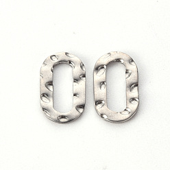 Stainless Steel Color Non-Tarnish Hammered 201 Stainless Steel Linking Rings, Oval, Stainless Steel Color, 12.5x7.5x1mm, Inner Diameter: 3x8.5mm