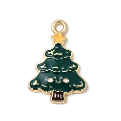 Рождественская елка Рождественские эмали сплава подвески, золотые, рождественская елка, 22x15x2.5 мм, отверстие : 1.8 мм