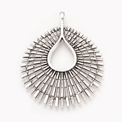 Античное Серебро Тибетский сплав стиля большие кулоны, плоско-круглые, без кадмия и без свинца, античное серебро, 67x55.5x3 мм, Отверстие : 5 мм , около 60 шт / 1000 г