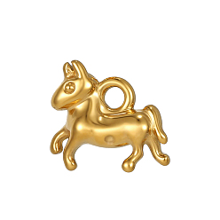 Настоящее золото 18K Подвески в виде лошадей 304 подвески из нержавеющей стали, ионное покрытие (ip), реальный 18 k позолоченный, 10x12 мм