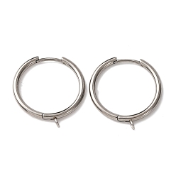 Нержавеющая Сталь Цвет 201 Выводы из нержавеющей стали серьги обруча, с 316 нержавеющей стали, с петлями, цвет нержавеющей стали, 25x23.5x3 мм, отверстие : 1.8 мм, штифты : 1 мм