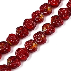 (123L) Белый крем непрозрачный блеск Бусы лэмпворк ручной работы, роза, огнеупорный кирпич, 10.5x12x7~7.5 мм, отверстие : 0.9 мм, около 50 шт / нитка, 20.63'' (52.4 см)