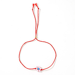 Pink Браслеты-слайдеры из стеклянных бусин с подвесками в виде ромашек, полиэстеровые украшения для женщин, розовые, 11.02 дюйм (28 см)