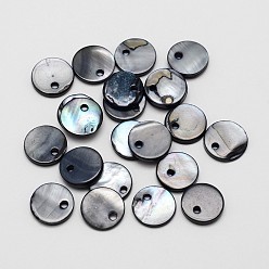 Черный Окрашенная оболочка с круглой подвеской, чёрные, 10x2 мм, отверстия: 1 mm, 500 шт / пакет