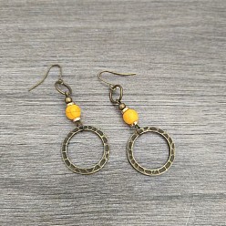 Античная Бронза Серьги-подвески из сплава смолы, античная бронза, 65x25 мм