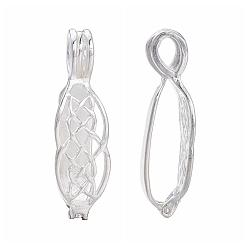 Silver Brass Donut Bails, Donuthalter, Fit For Pi Disc Pendants Jewelry Making, Silver, 27x9mm, Hole: 3.5x5mm, Inner Size(Place for Donut): 17.3x4.2mm