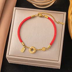 Плоский Круглый Браслеты из сплава нержавеющей стали с подвесками, украшения для женщин, золотые, плоско-круглые, 8-1/4 дюйм (210 мм)